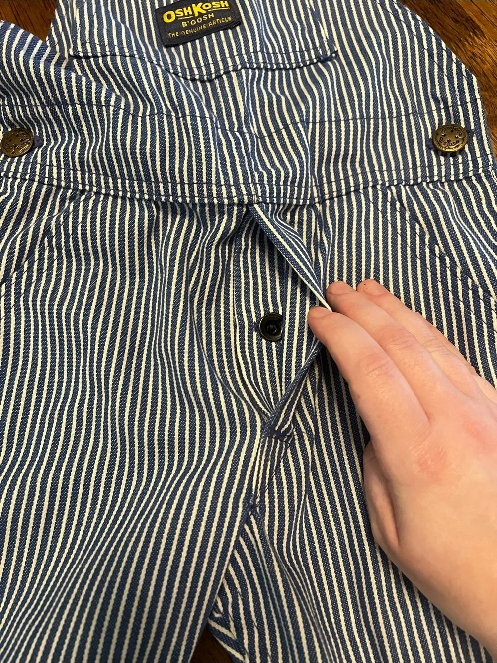 Vintage 70s 80s Osh Kosh Hickory Stripe Toddler Overalls Sz 5/6 Kids